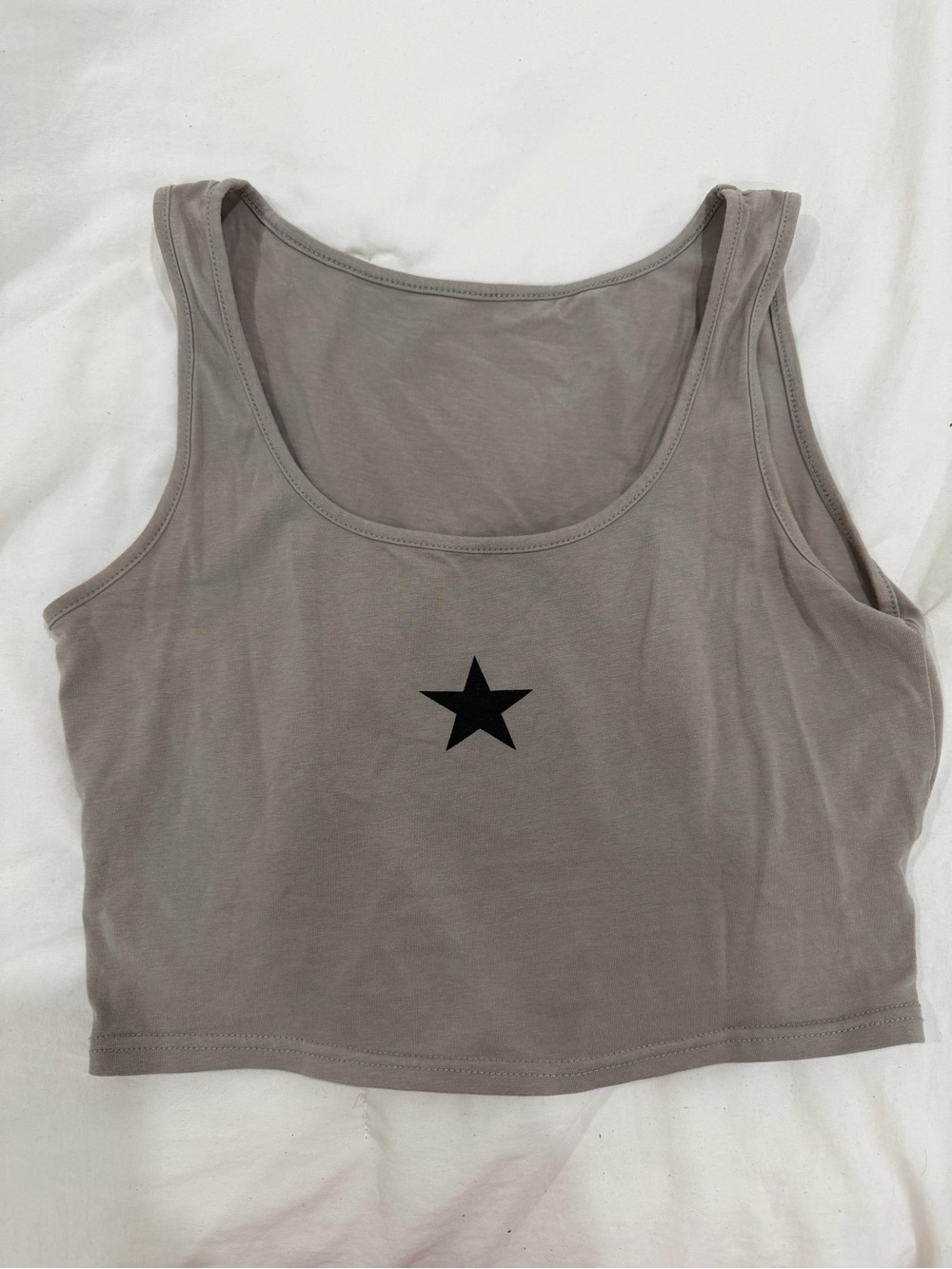 Women's Gray Tank Crop Top with Black Star